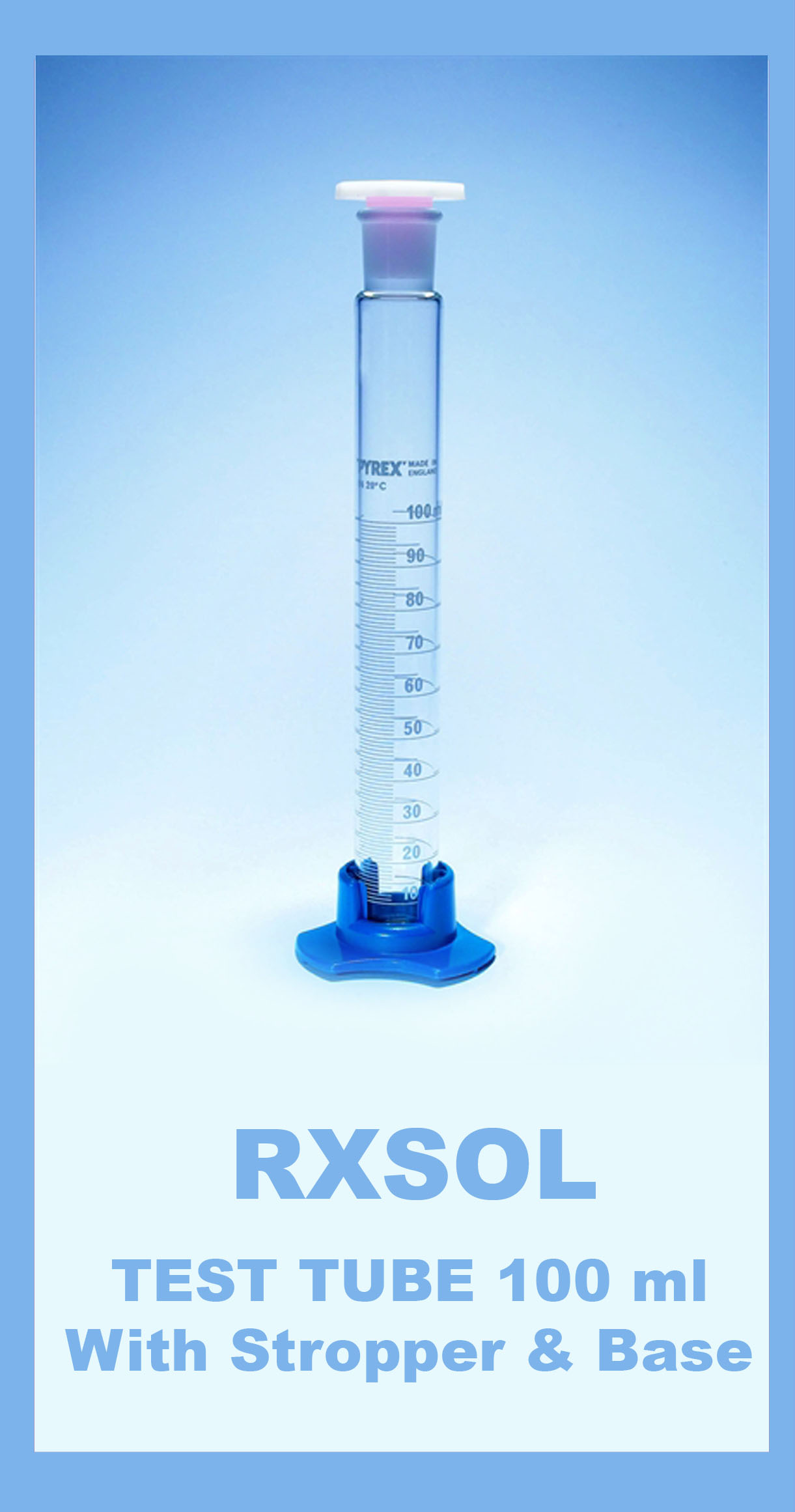 TEST TUBE 100 ml with Stropper & Base
